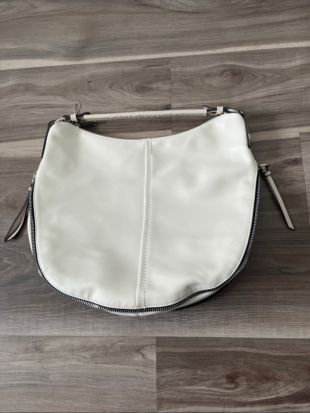 David Jones White Leather Hobo Bag - Sleek Everyday Shoulder Bag